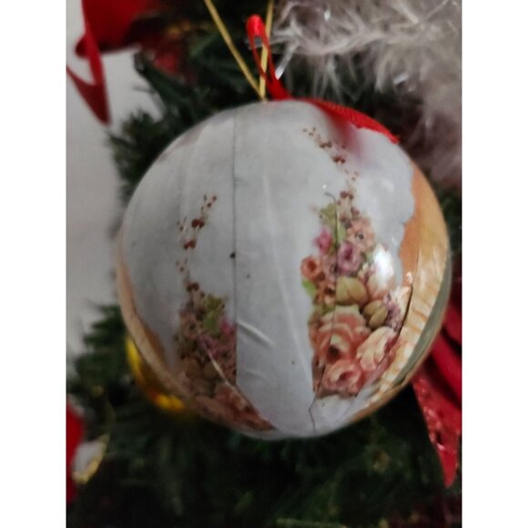 Our Lady of Guadalupe Roses Decoupage Paper Mache Christmas Ornament - Picture 3 of 4